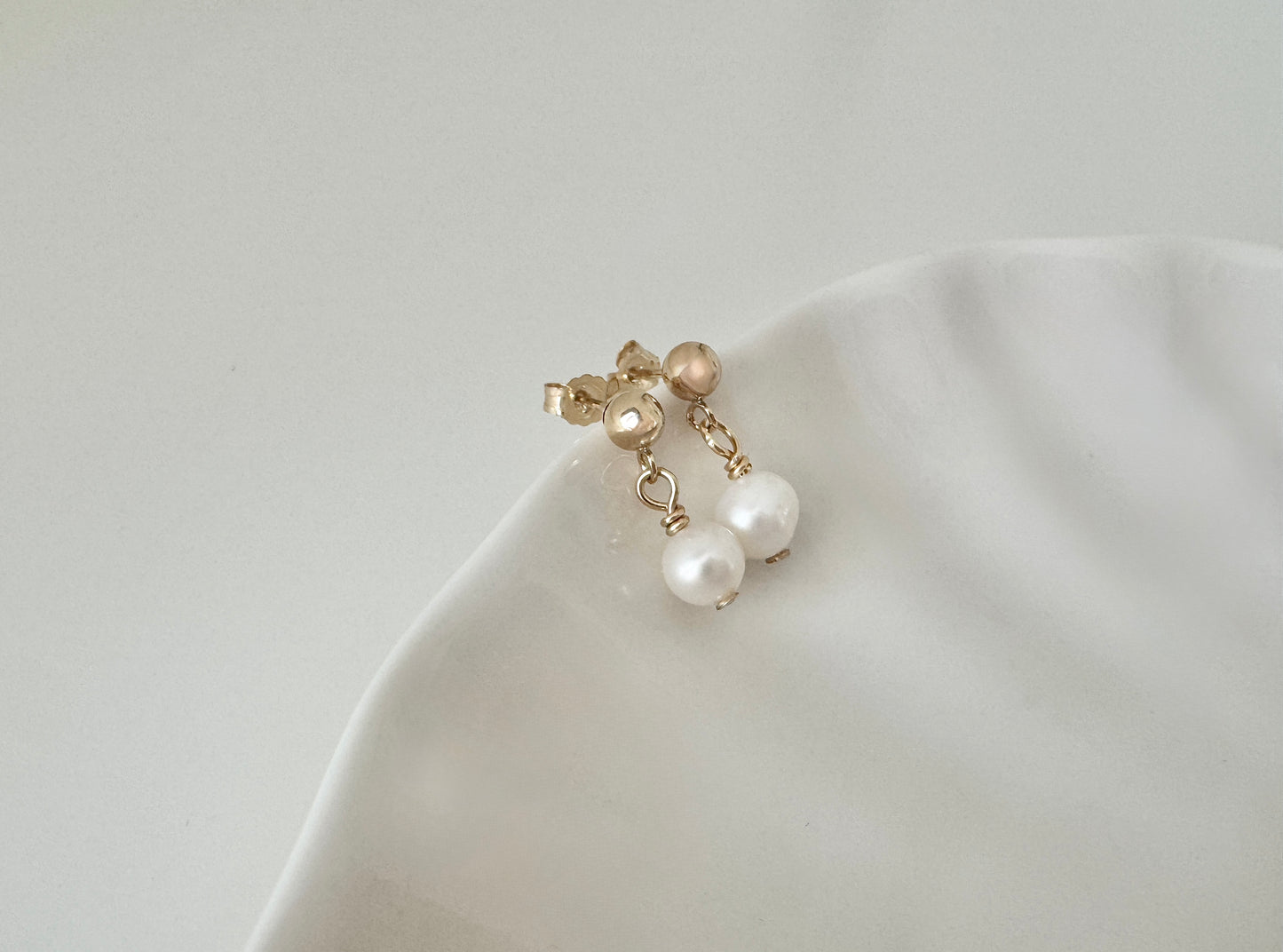 Gold Filled Freshwater Pearl Stud Drop Earrings, Gift for her