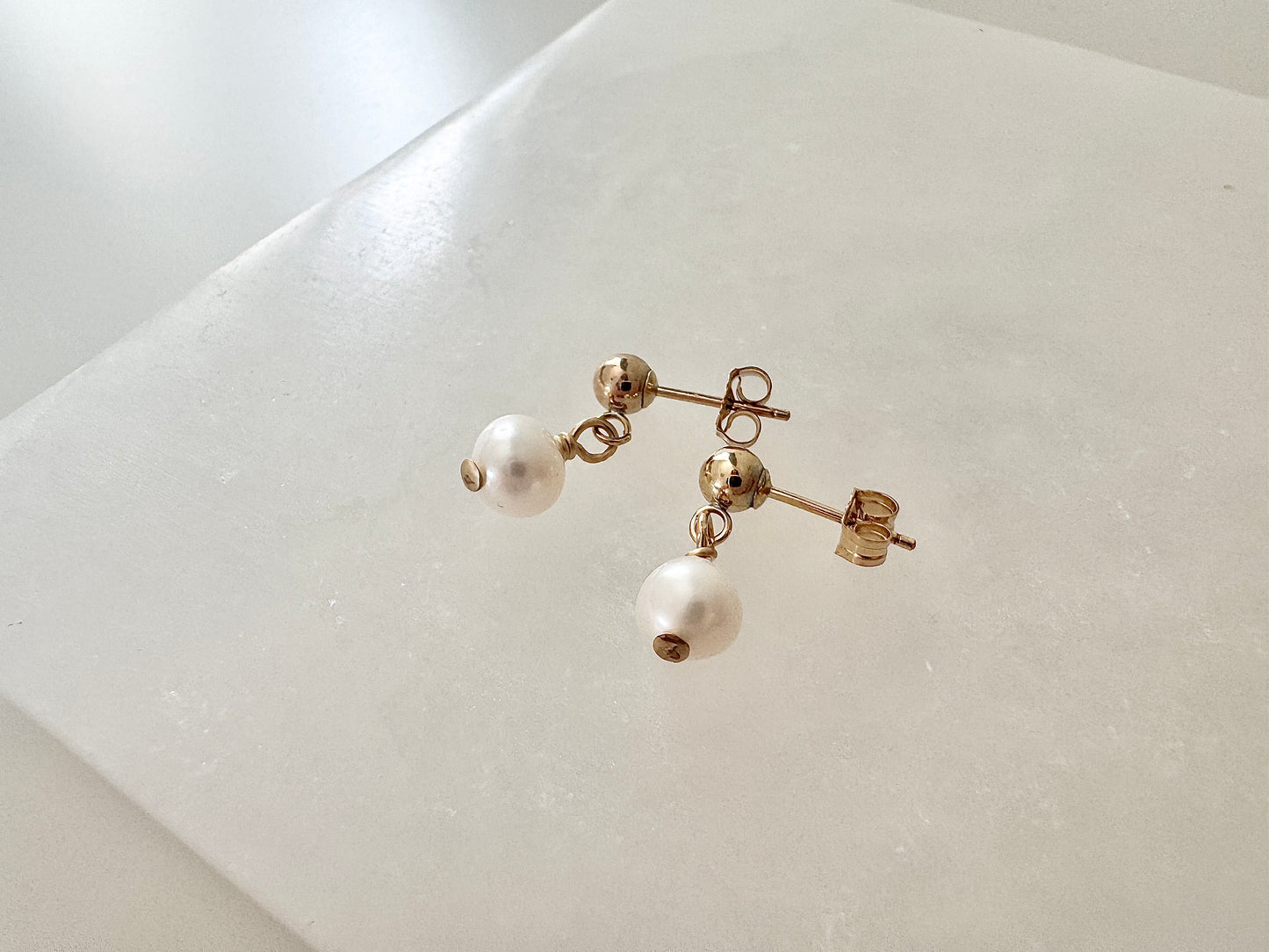 Gold Filled Freshwater Pearl Stud Drop Earrings, Gift for her