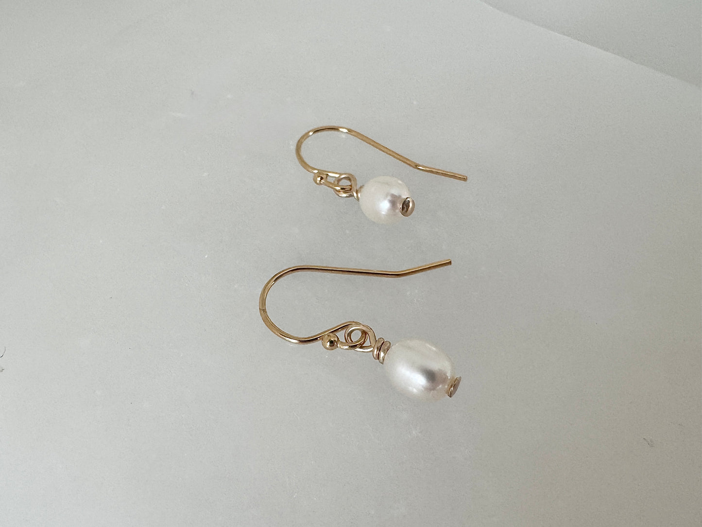 Gold Filled Freshwater Pearl Oval Drop Earrings
