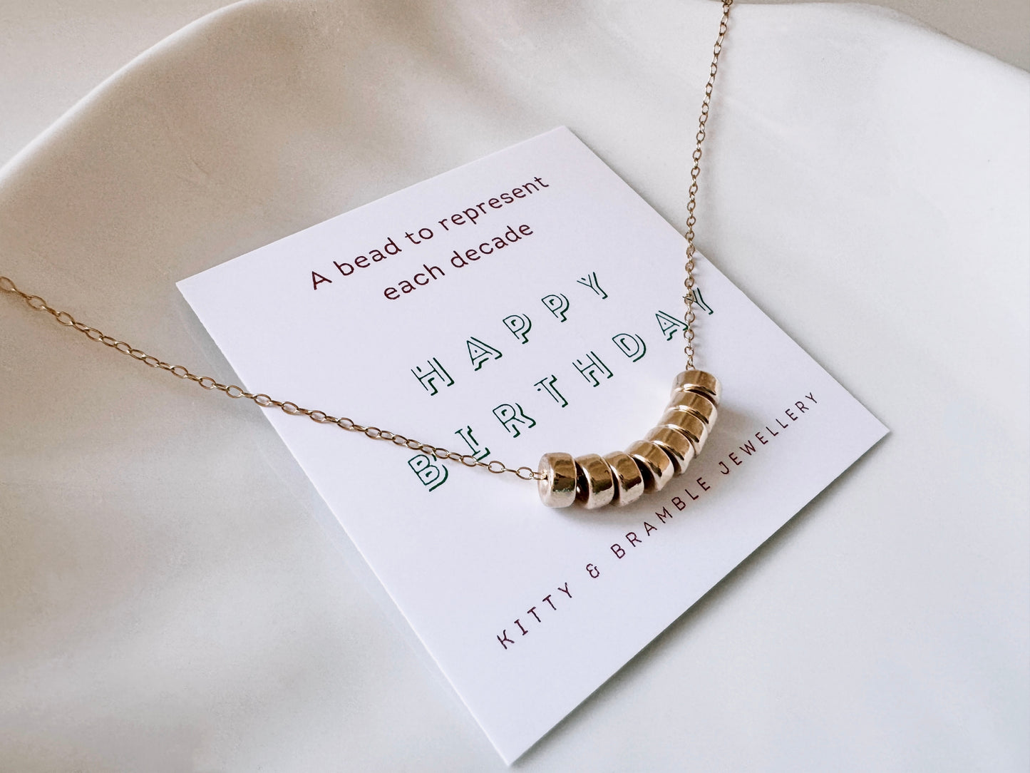 80th Birthday Gold Filled Rondelle Bead Necklace