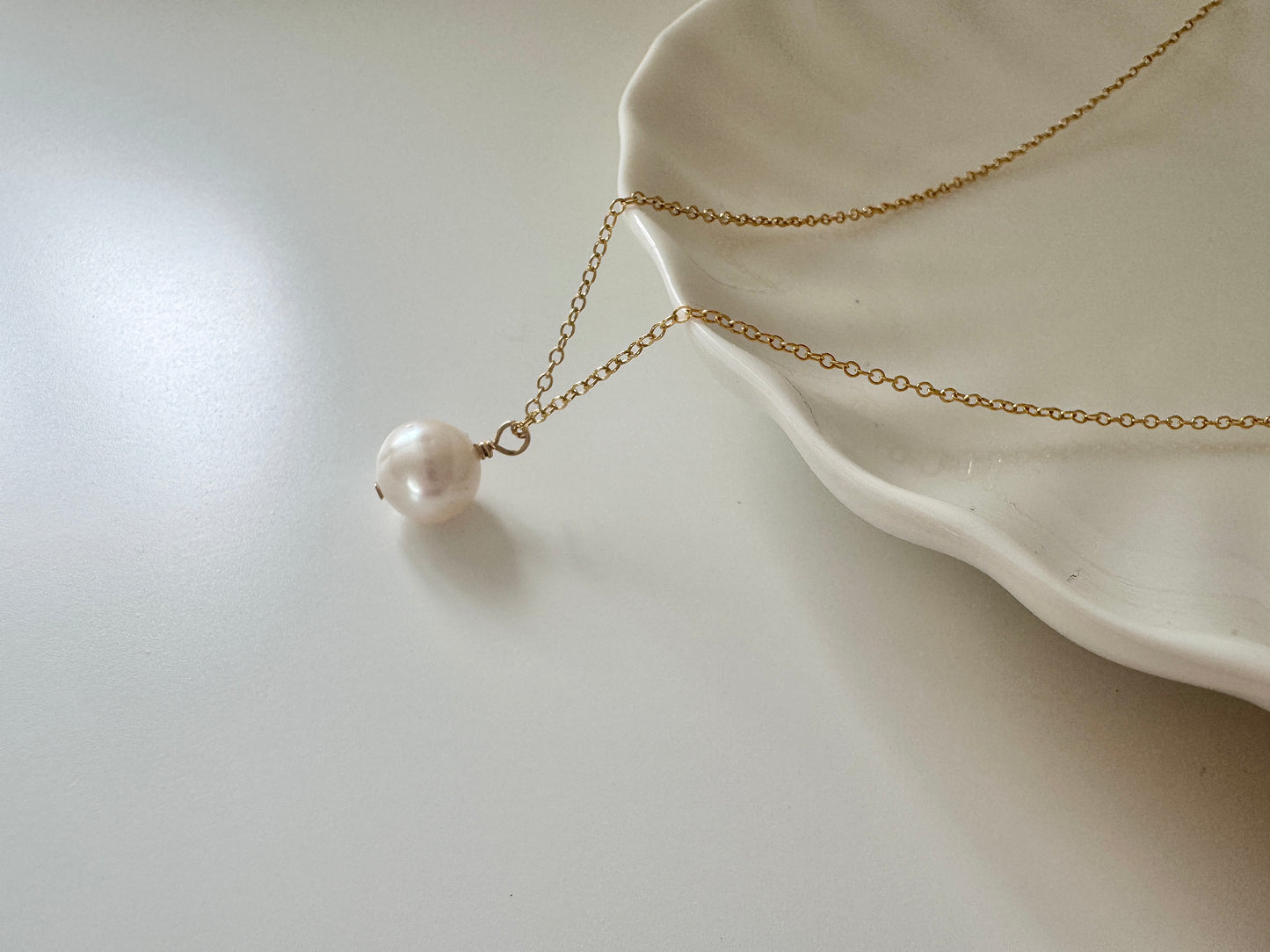 Gold Filled Freshwater Pearl Pendant Necklace, Gift for her