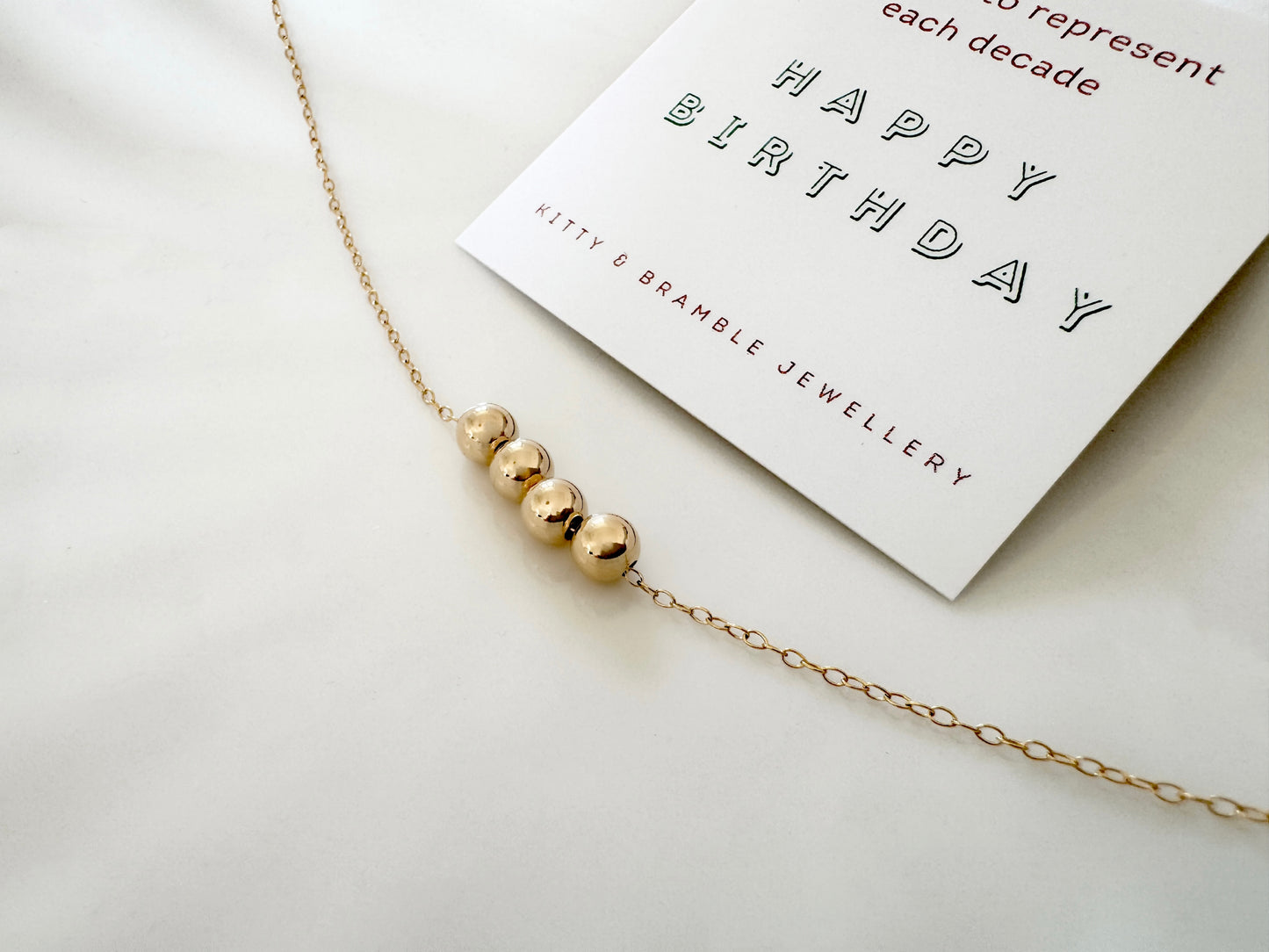40th Birthday Gold Filled Bead Necklace