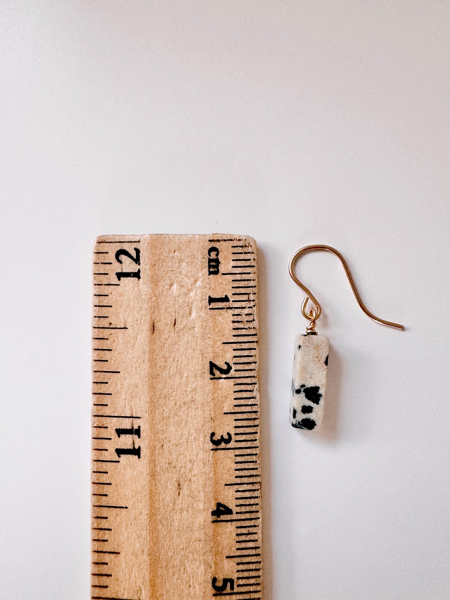 Gold Filled Rectangular Dalmation Jasper Earrings