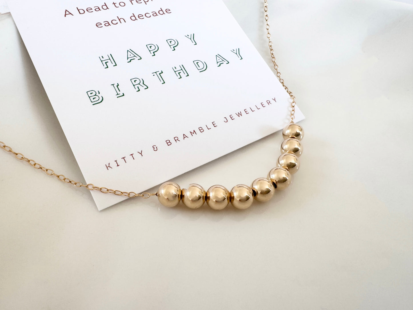 90th Birthday Gold Filled Bead Necklace