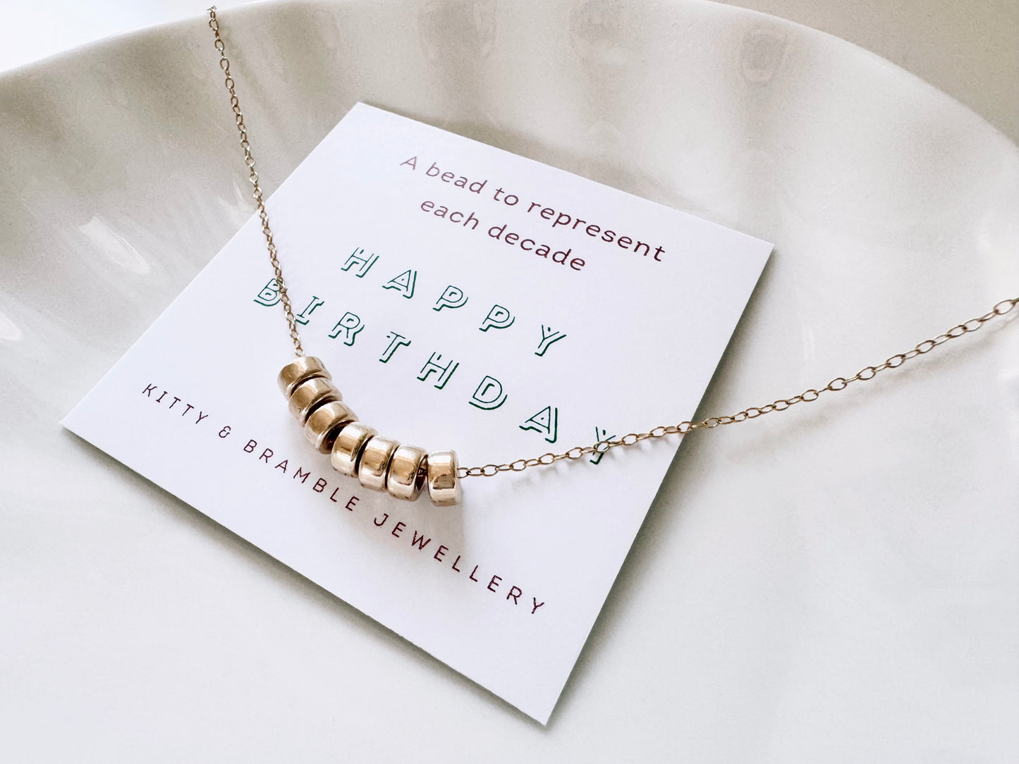 70th Birthday Gold Filled Rondelle Bead Necklace