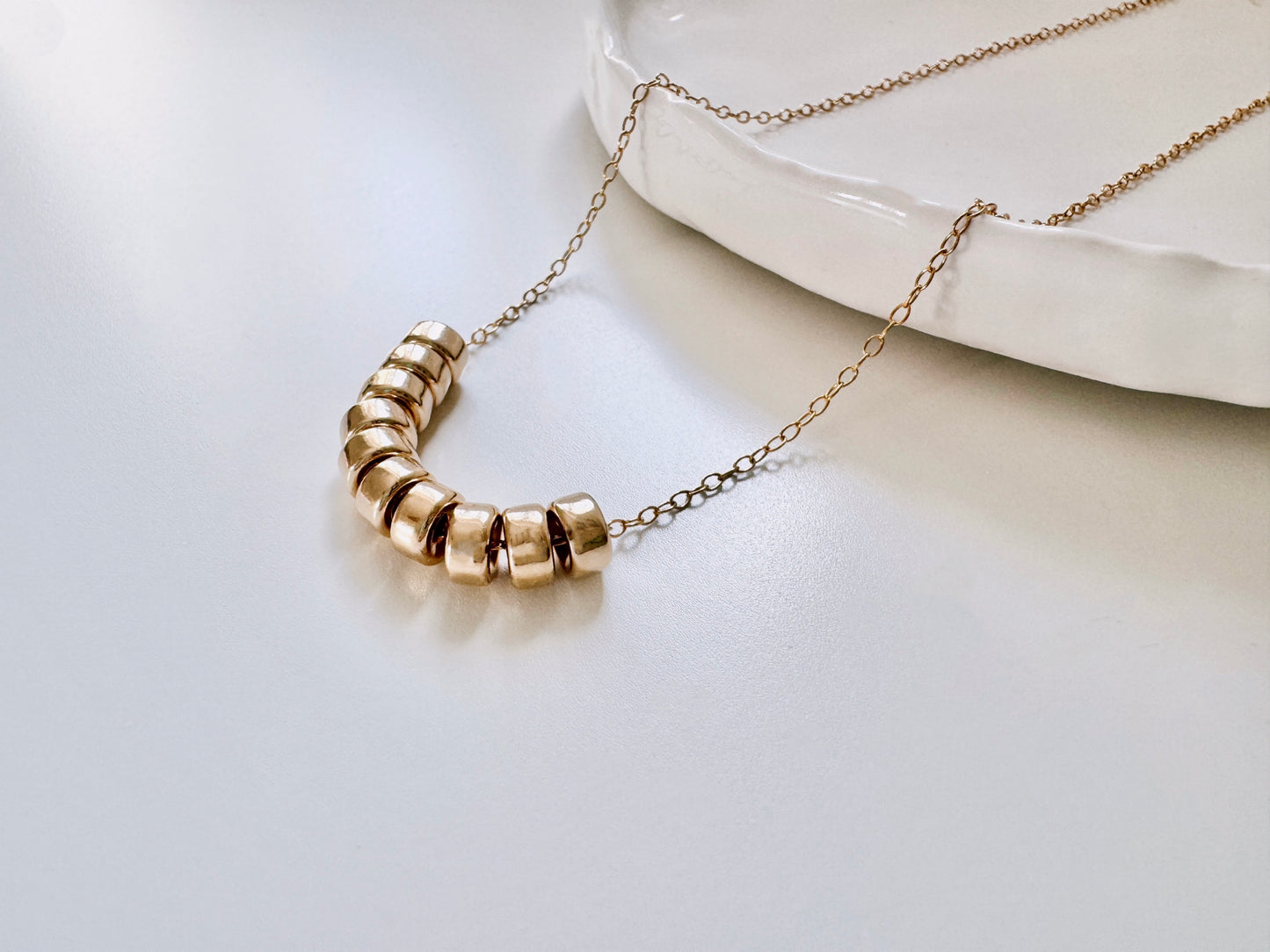 100th Birthday Gold Filled Rondelle Bead Necklace