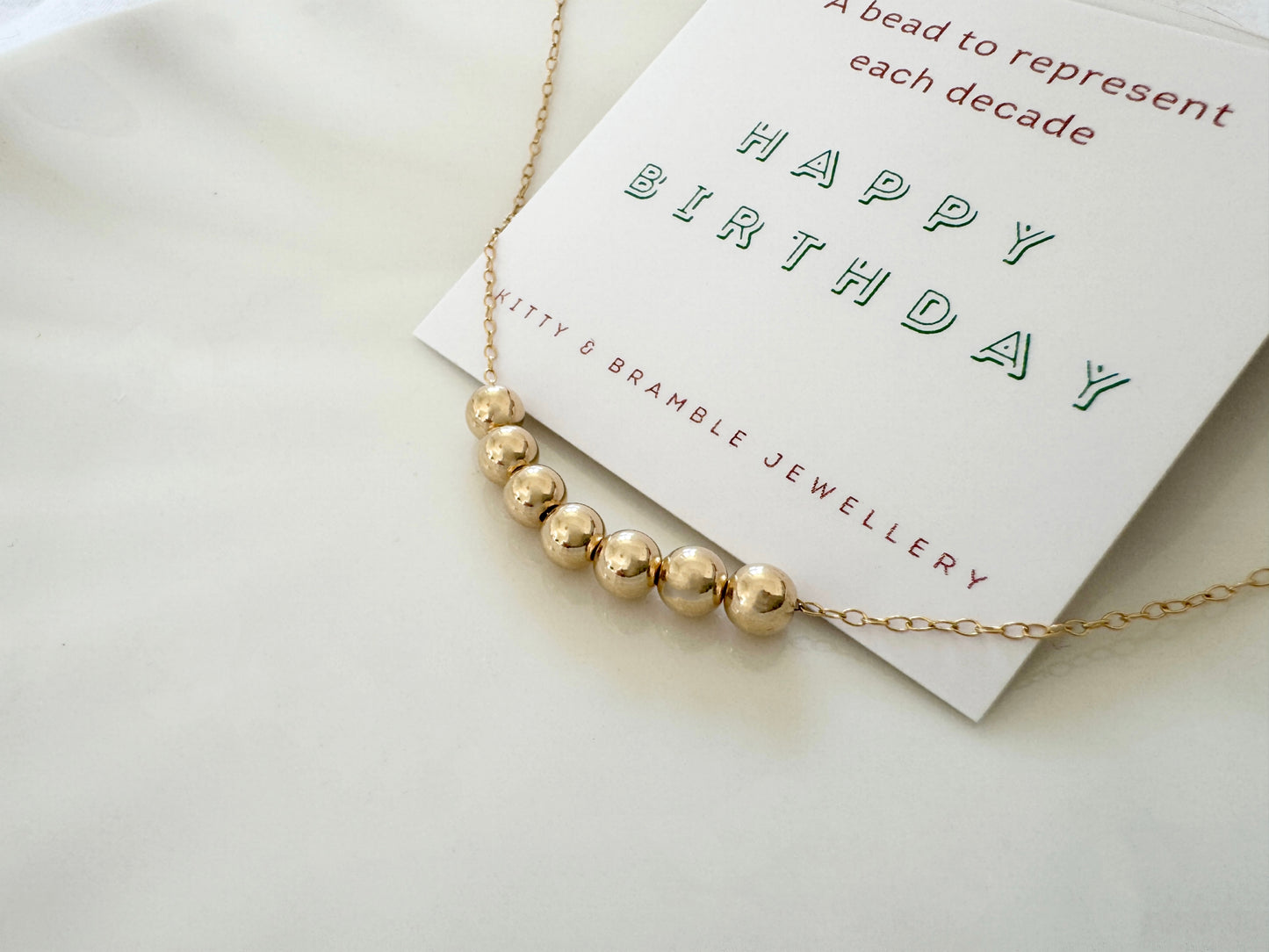 70th Birthday Gold Filled Bead Necklace