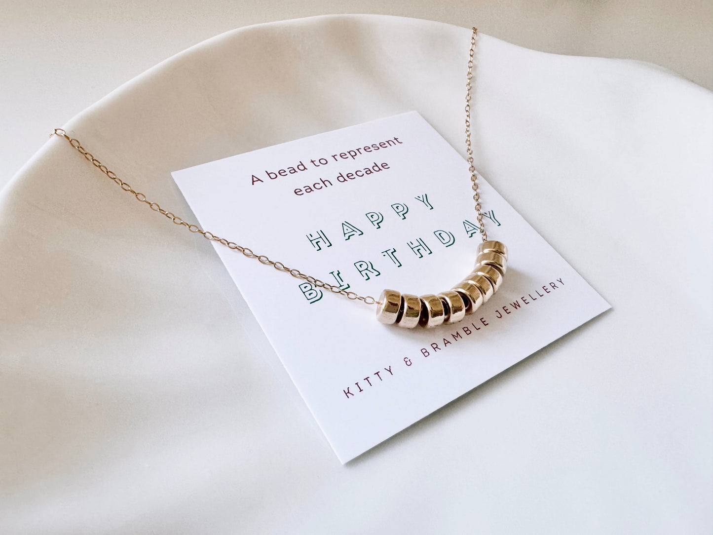 90th Birthday Gold Filled Rondelle Bead Necklace