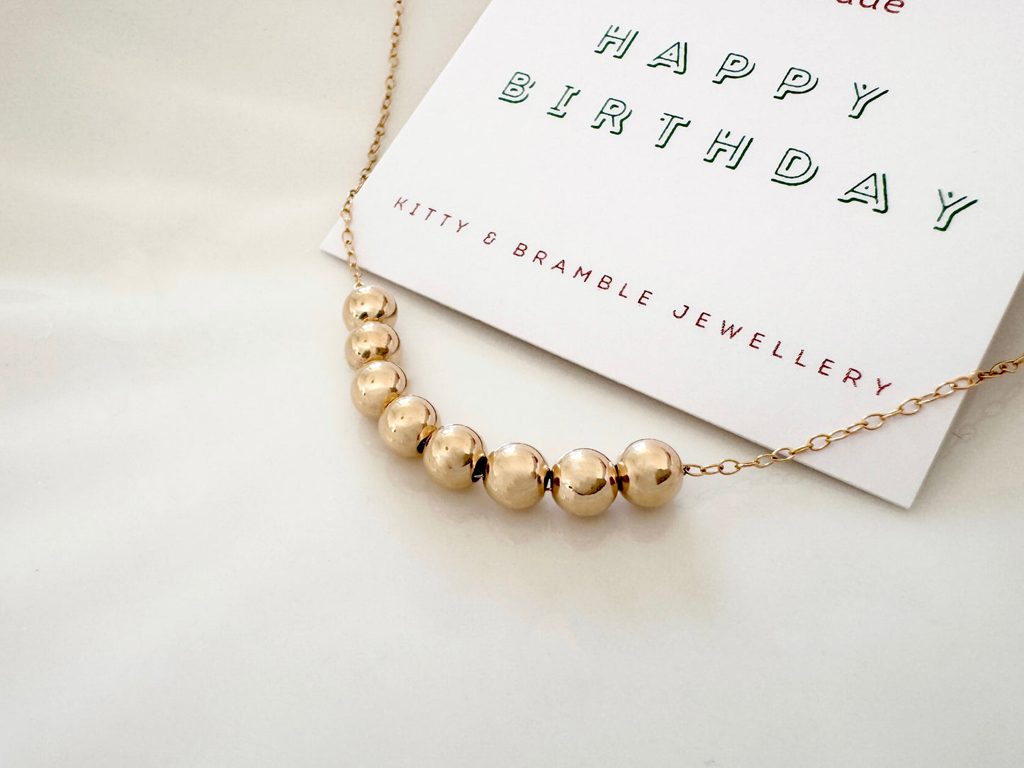80th Birthday Gold Filled Bead Necklace