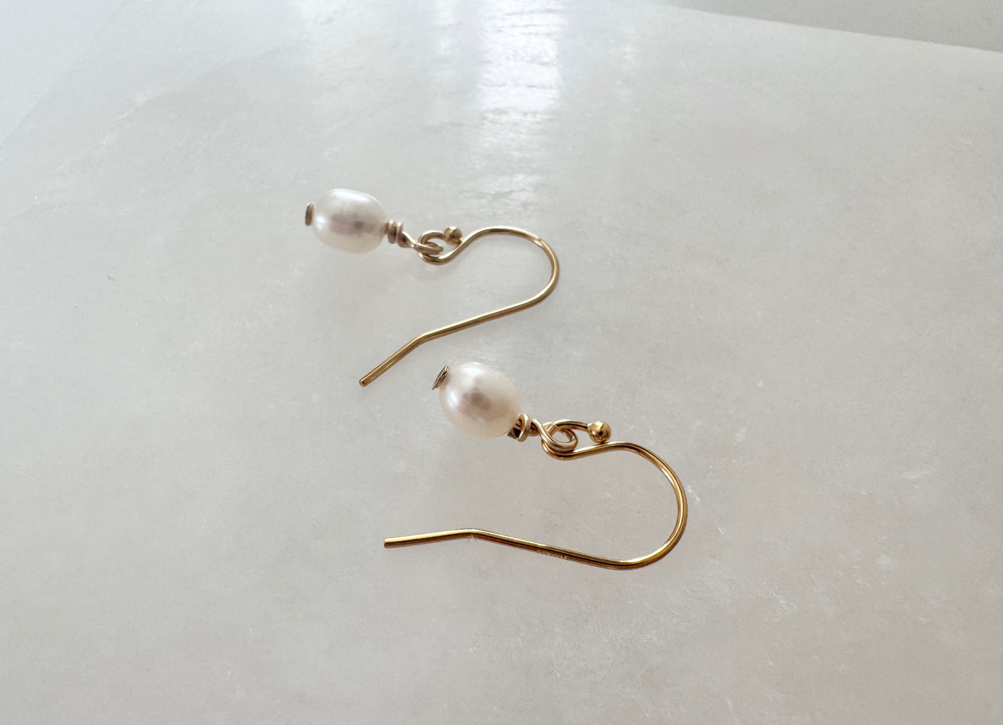 Gold Filled Freshwater Pearl Oval Drop Earrings