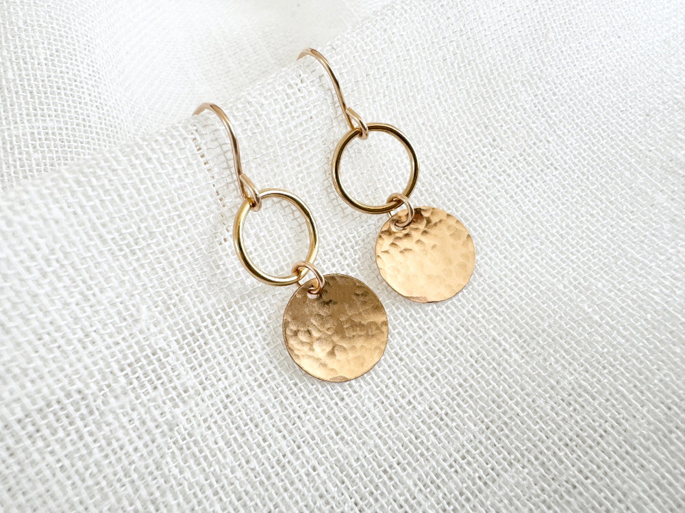 Gold filled disc earrings