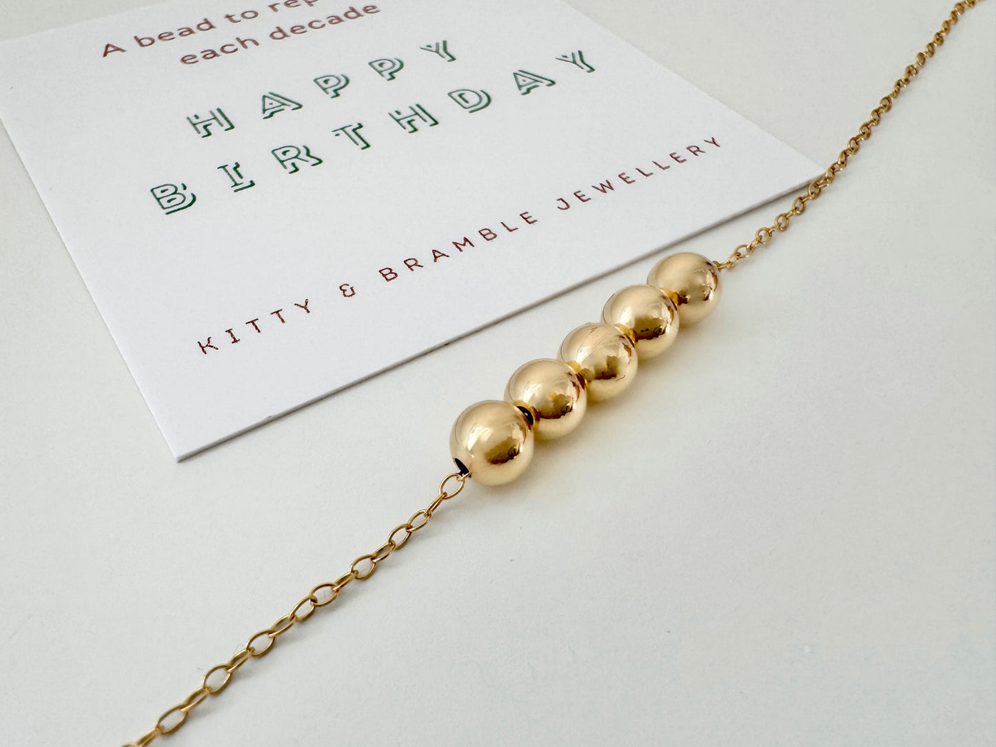 50th Birthday Gold Filled Bead Necklace