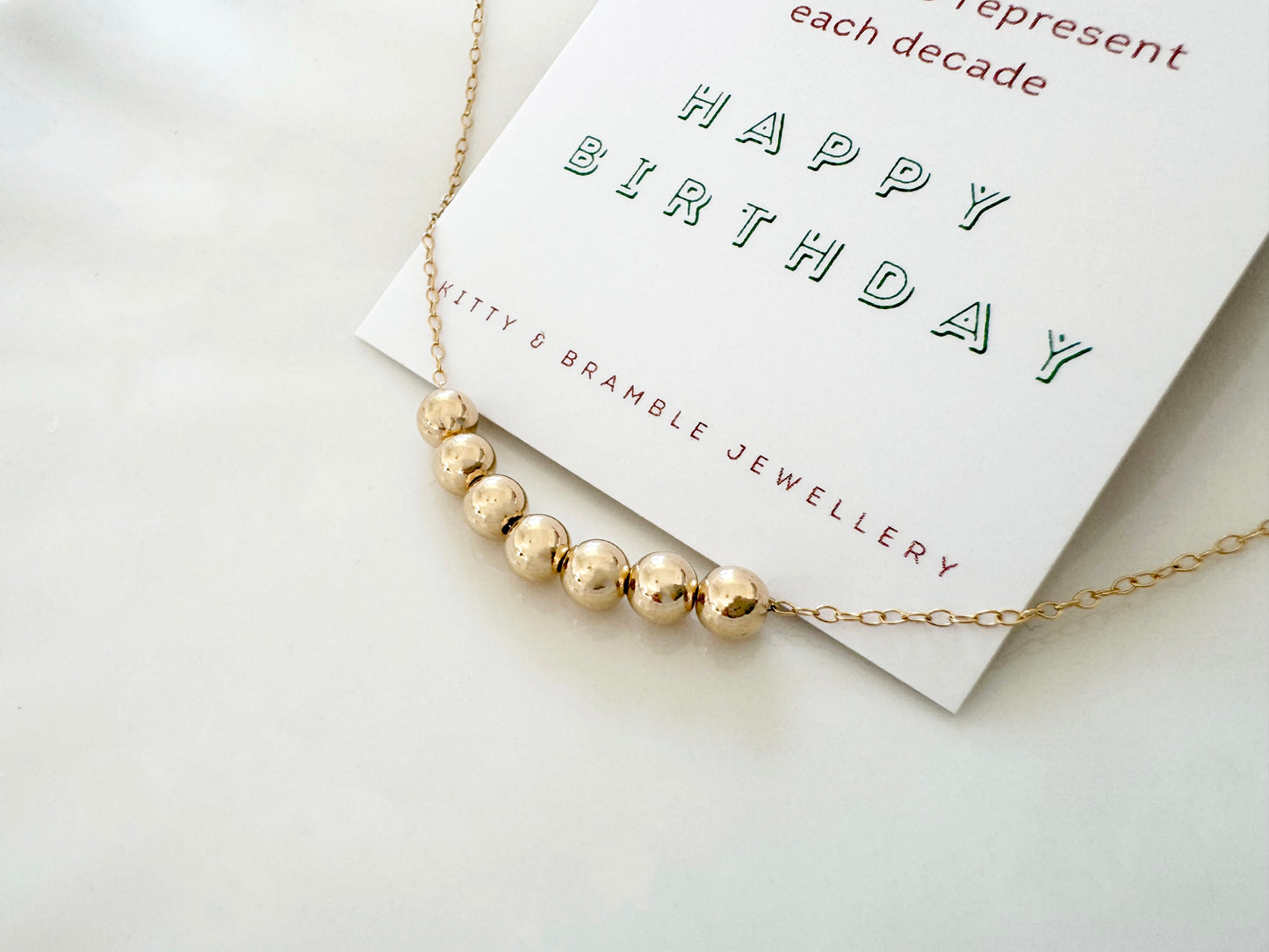 70th Birthday Gold Filled Bead Necklace