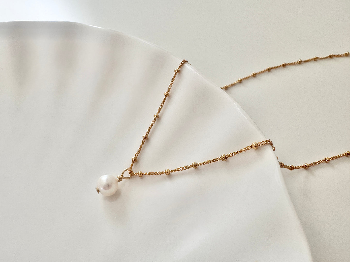 Tiny Pearl Gold Filled Satellite Necklace, Gift for her