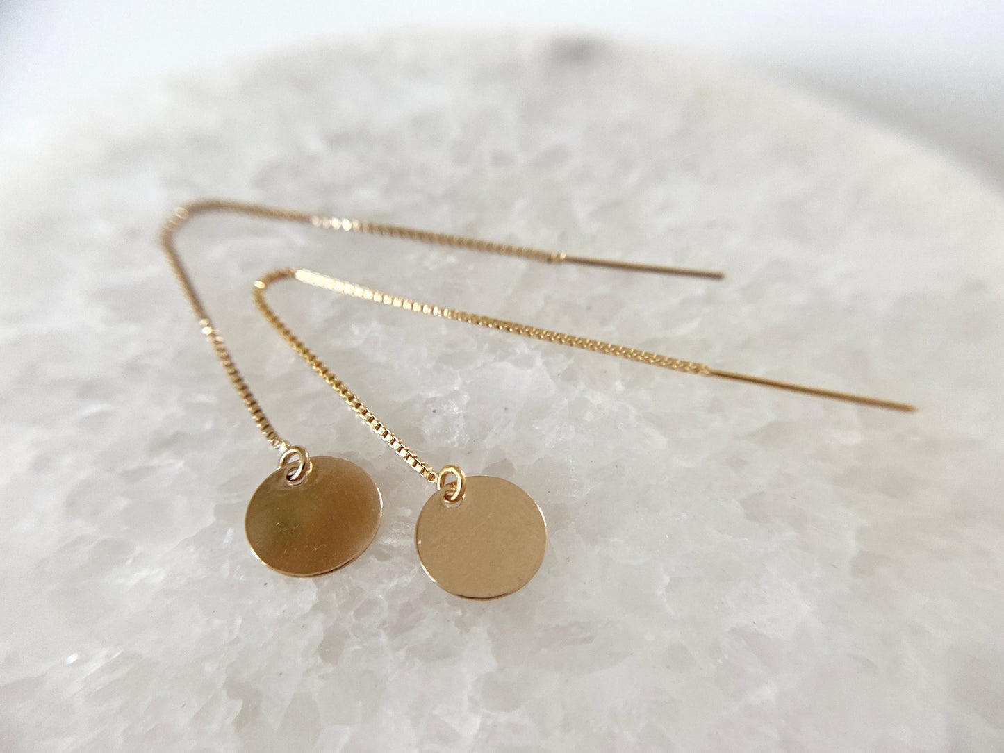 Gold Filled Threader Disc Earrings