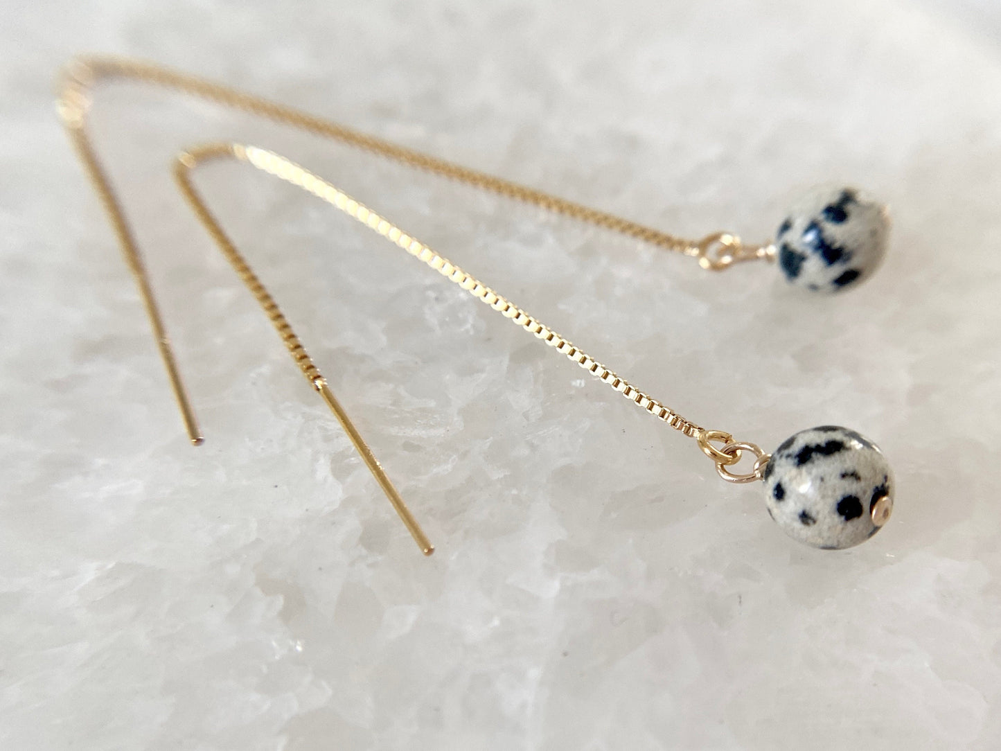 Gold Filled Dalmatian Jasper Threader Earrings