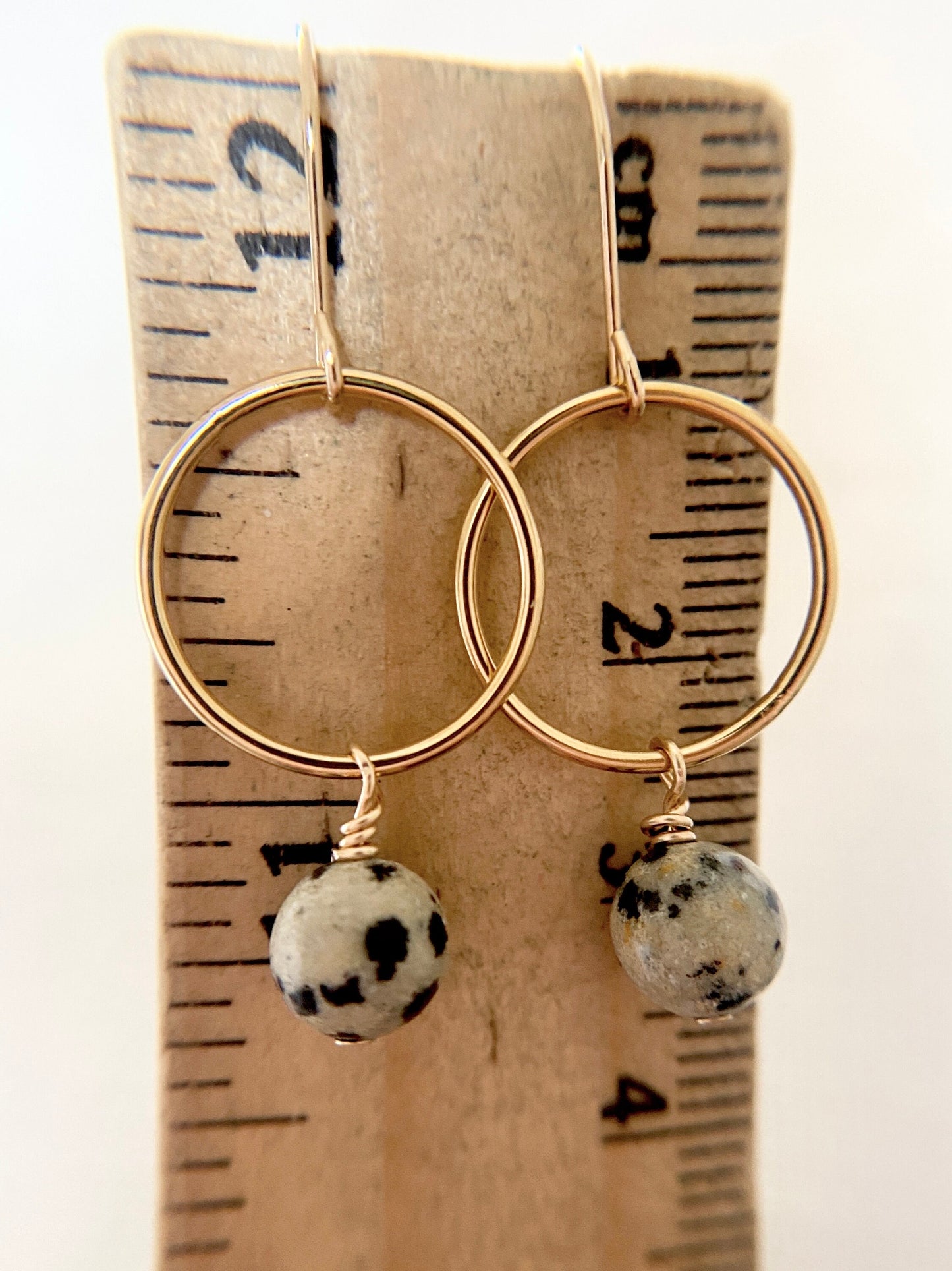 Gold Filled Dalmatian Jasper Hoop Earrings