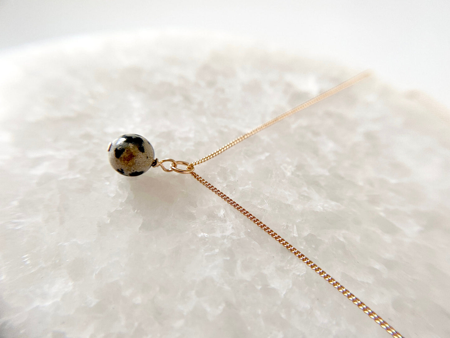 Gold Filled Dalmatian Jasper Pendant Necklace
