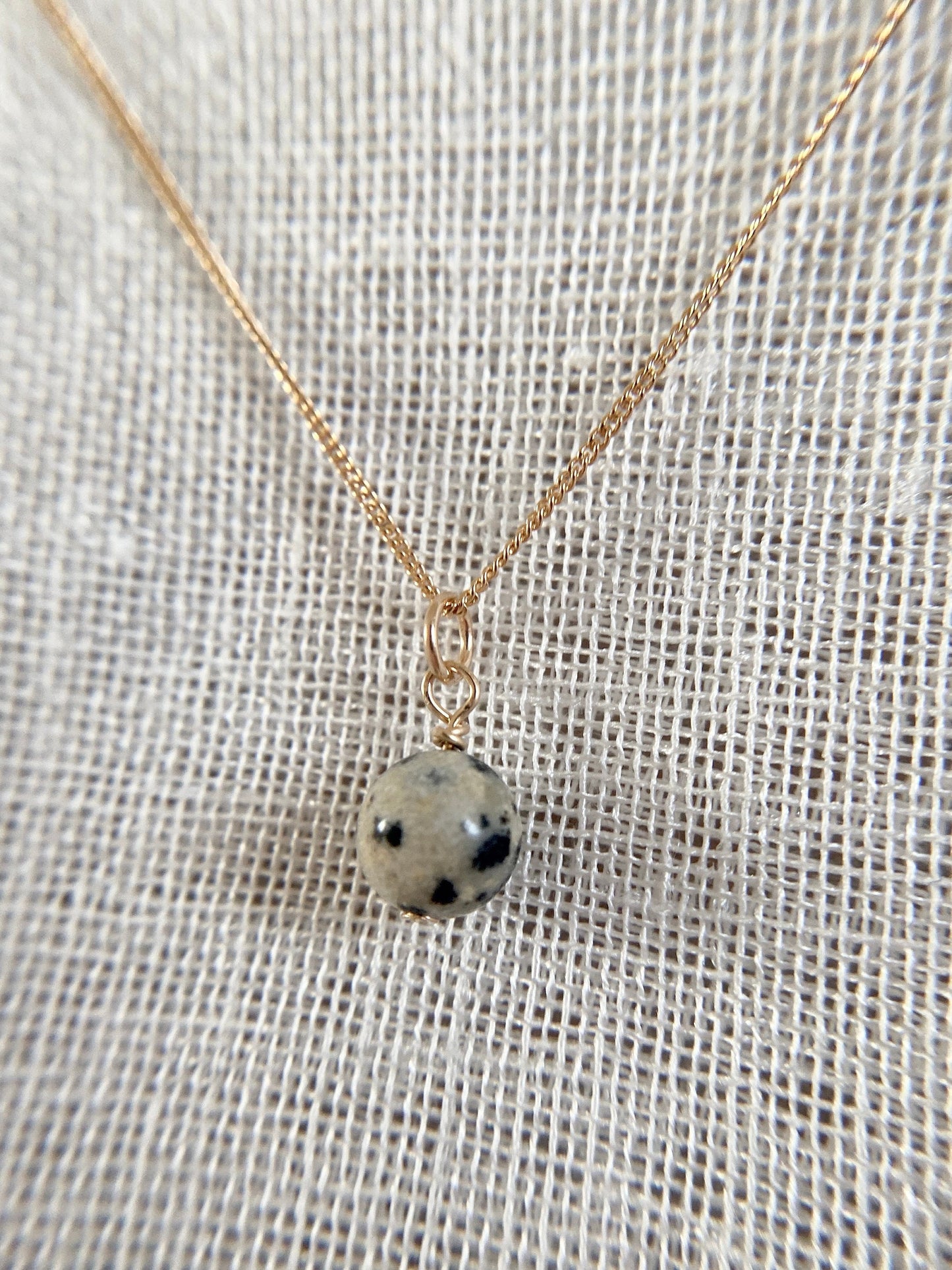 Gold Filled Dalmatian Jasper Pendant Necklace