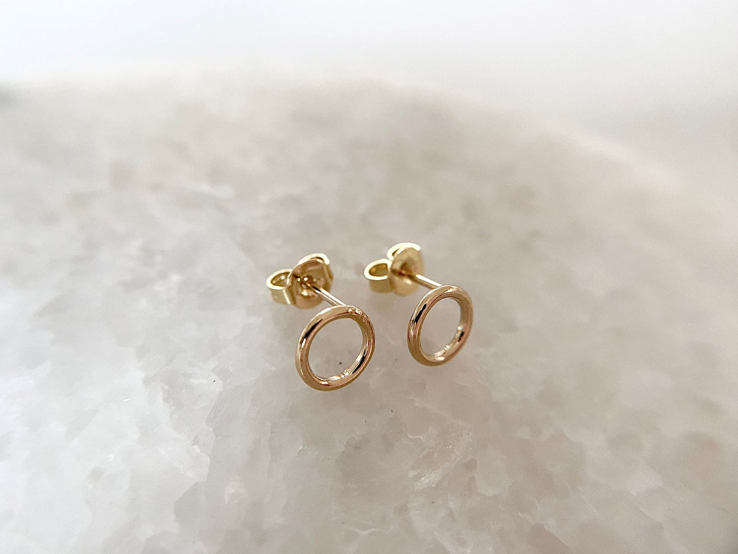 Gold filled stud circle earrings