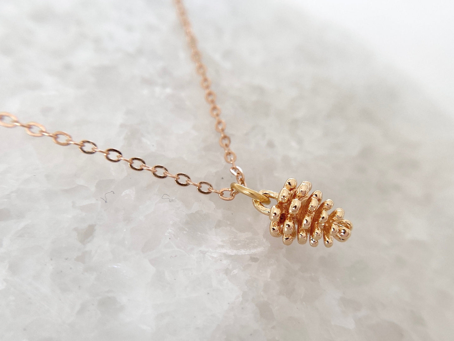 Gold Plated Pine Cone Pendant Necklace