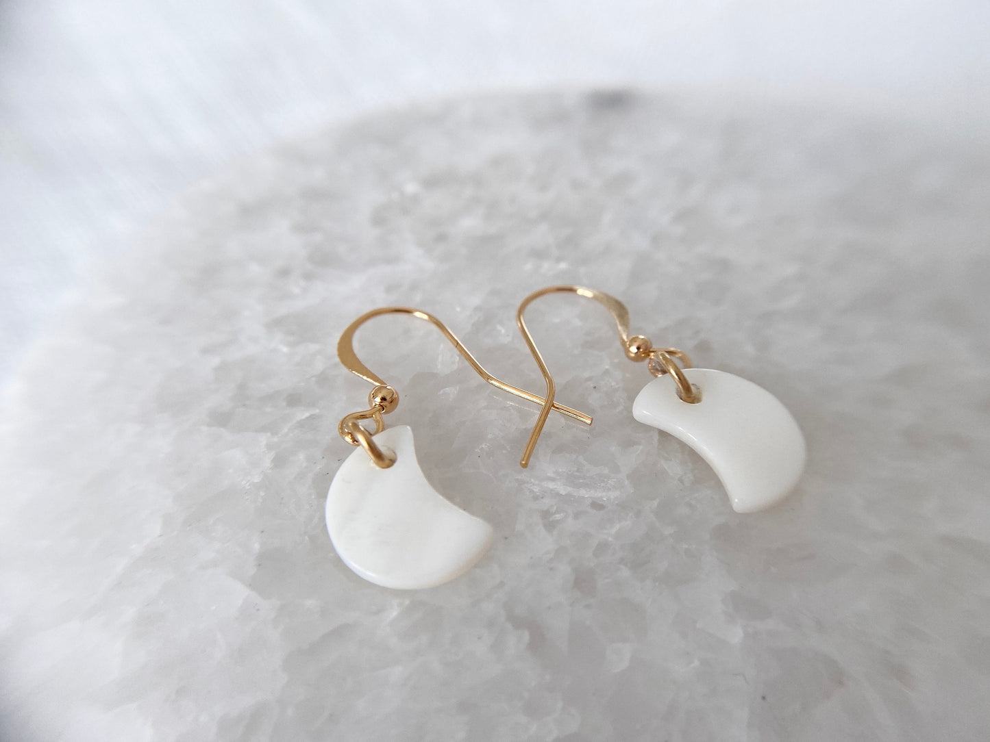 Gold Plated Mother of Pearl Moon Earrings
