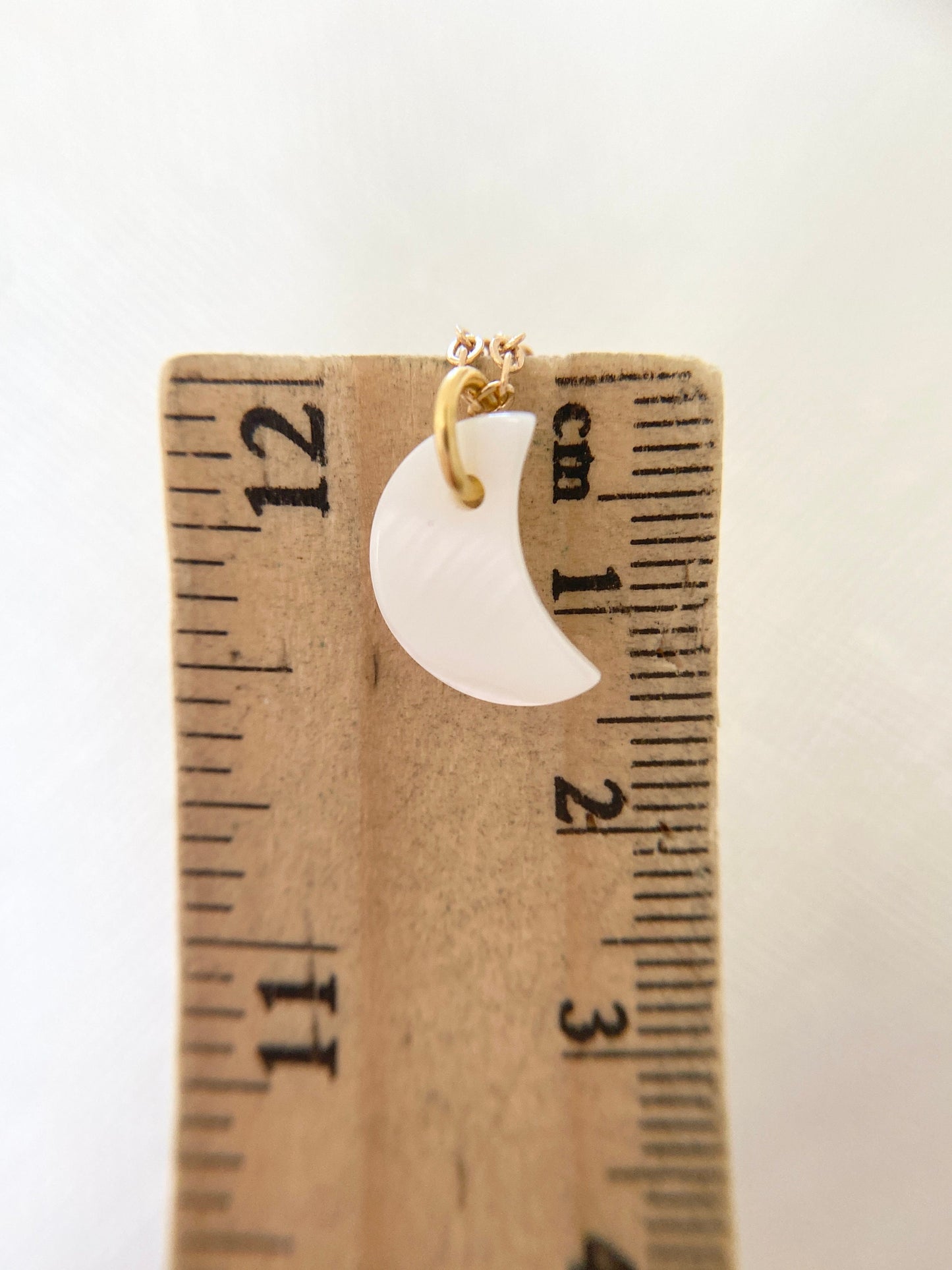 Gold Plated Mother of Pearl Moon Crescent Pendant Necklace
