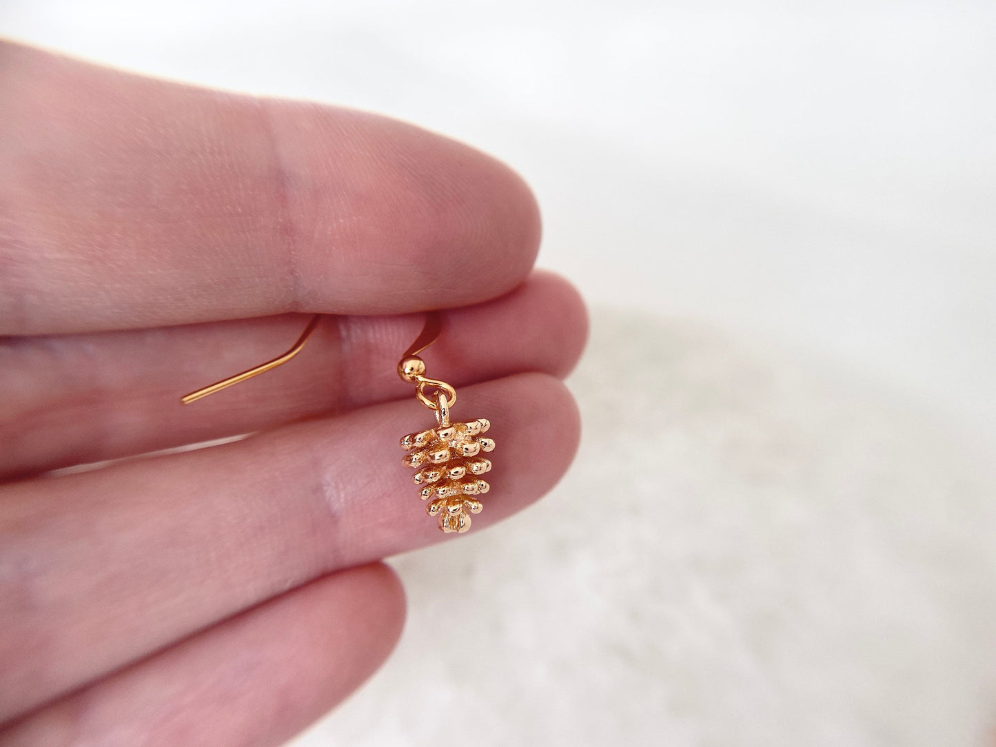 Gold Plated Pine Cone Earrings