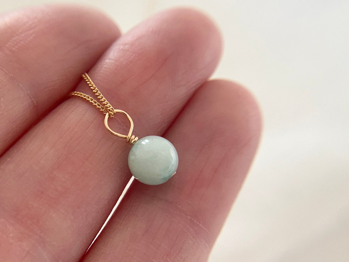 Gold Filled Jade Gemstone Pendant Necklace, Gift for her