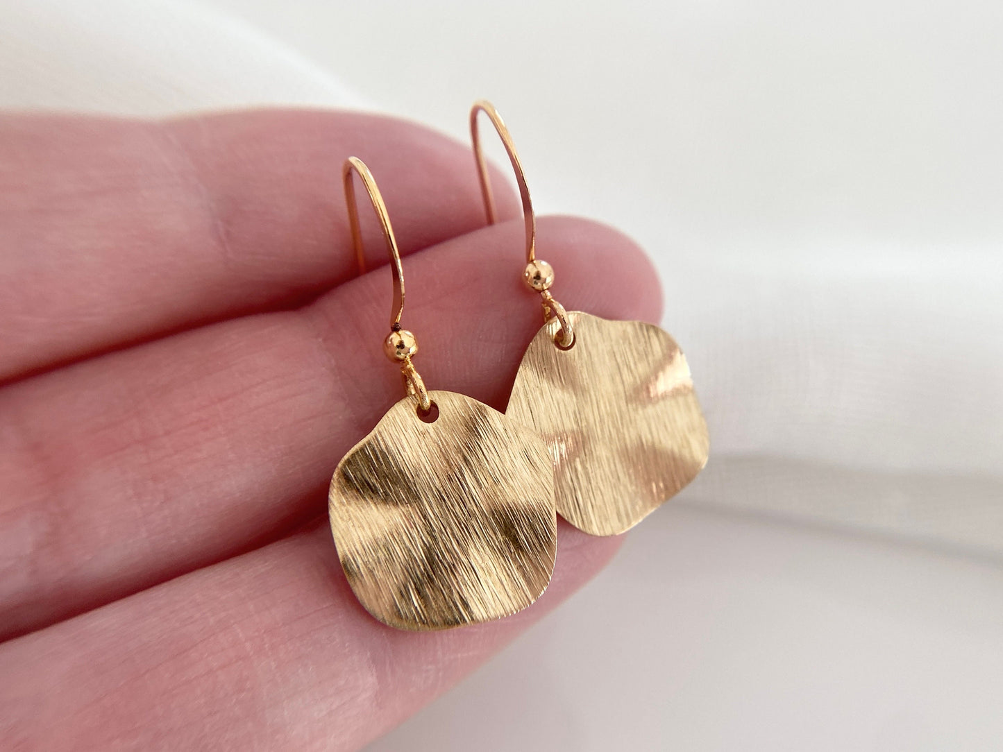 Gold Plated Wavy Disc Earrings