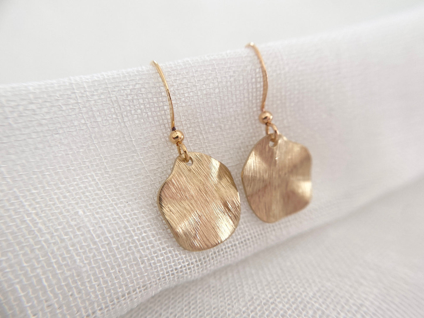 Gold Plated Wavy Disc Earrings