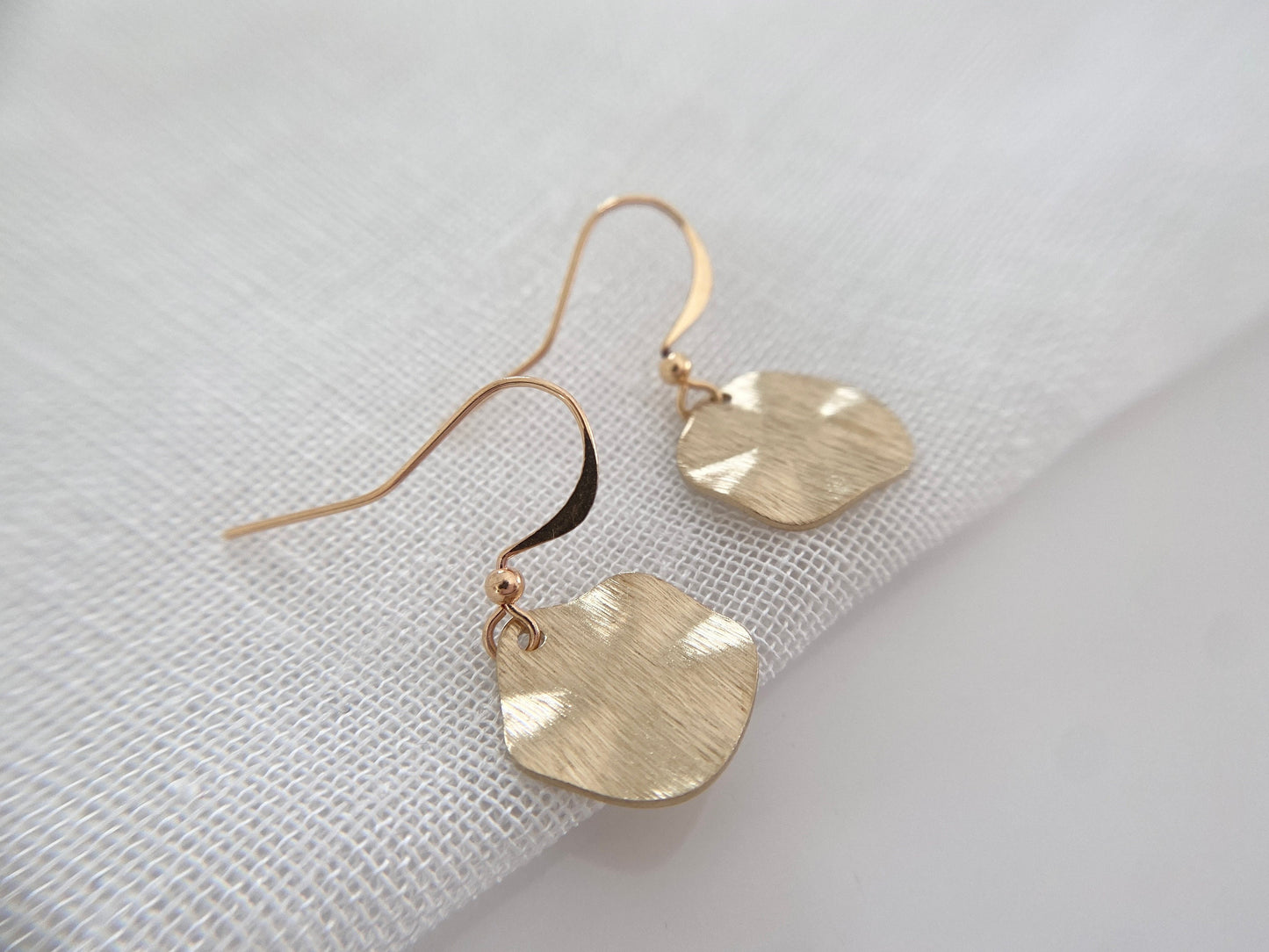 Gold Plated Wavy Disc Earrings