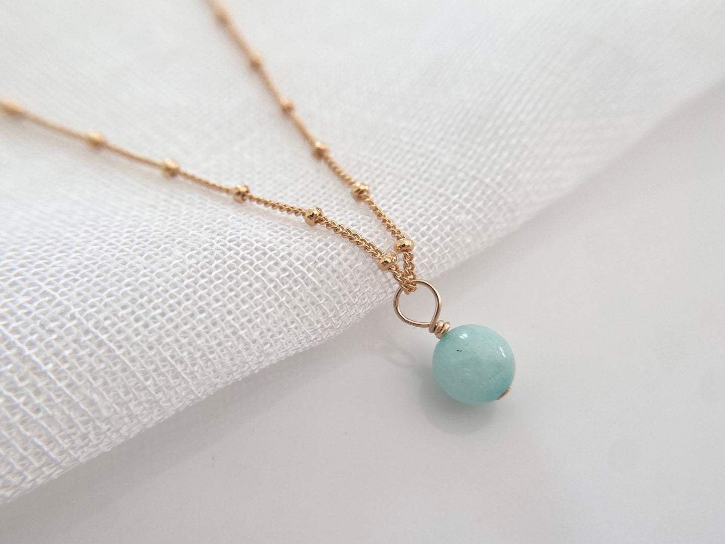 Gold Filled Jade Necklace on Satellite Chain