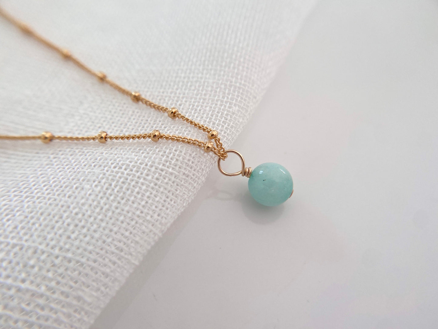 Gold jade pendant necklace satellite chain