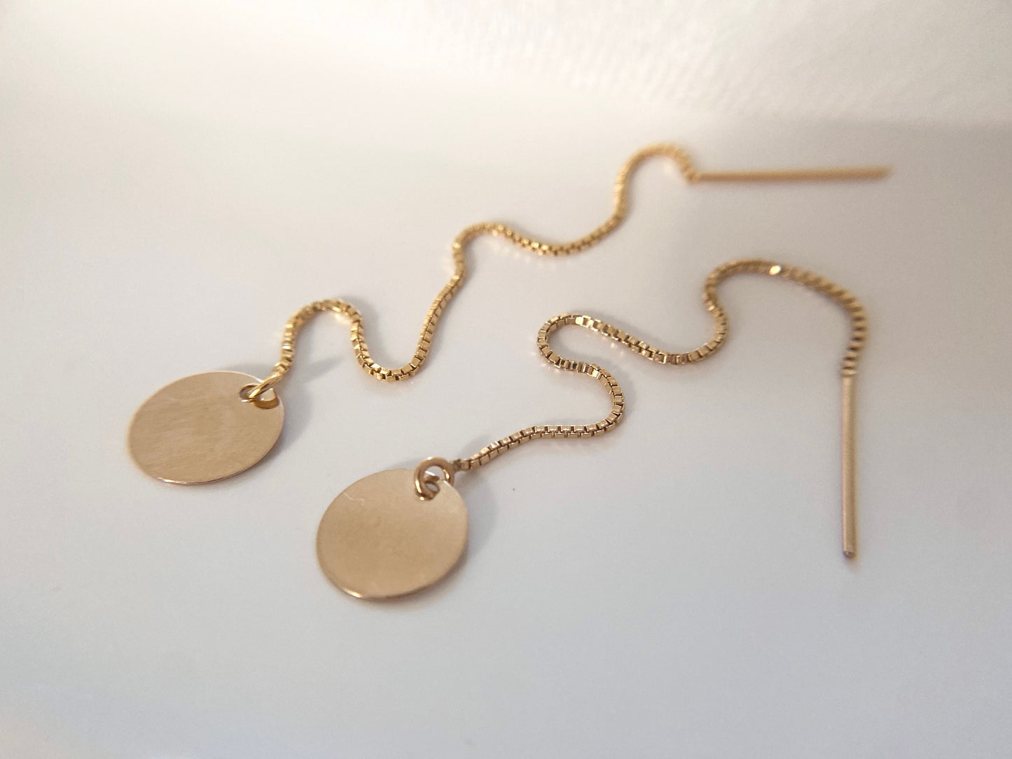 Gold Filled Threader Disc Earrings