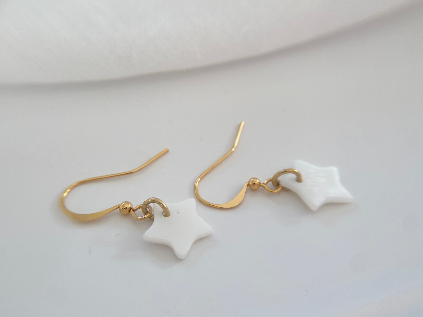 Gold Plated Mother of Pearl Star Earrings
