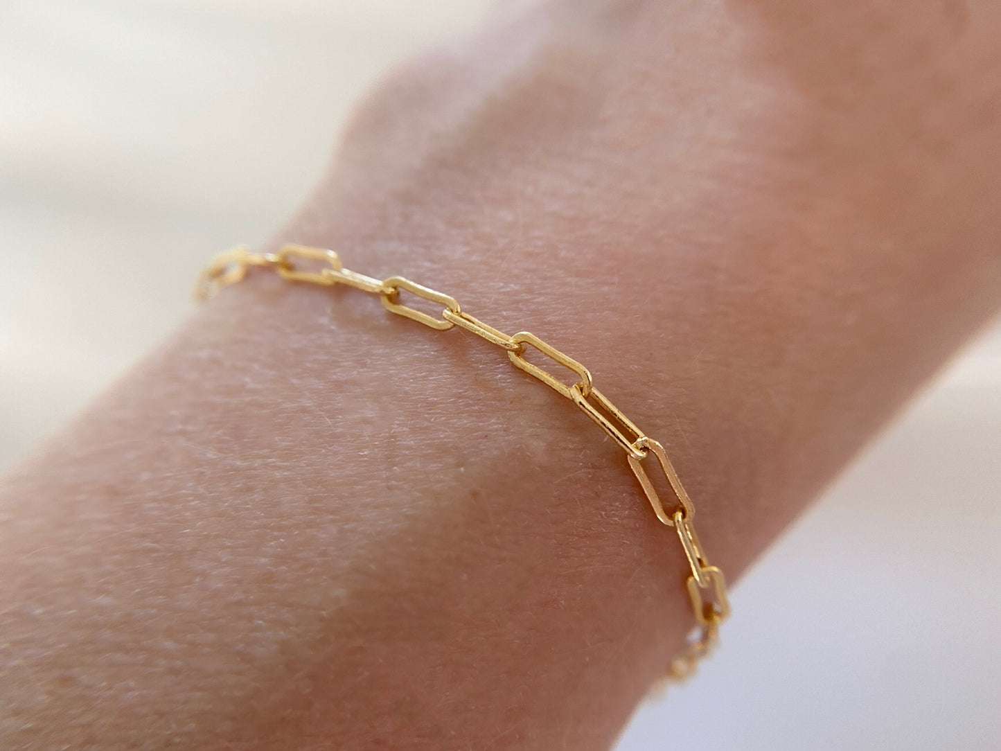 Gold filled chain bracelet paperclip