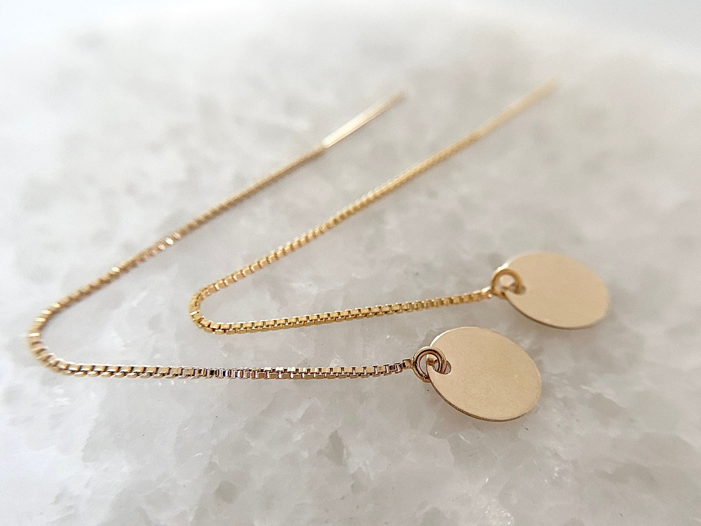 Gold Filled Threader Disc Earrings