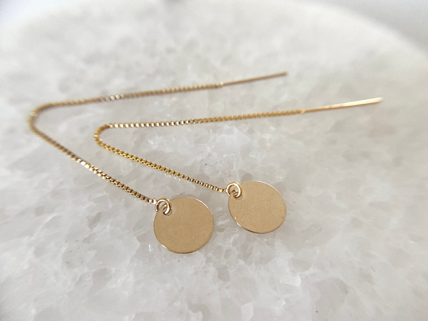 Gold Filled Threader Disc Earrings