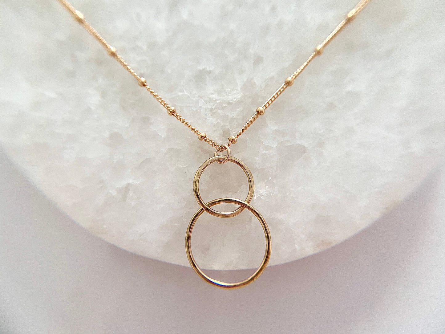 Gold circle necklace satellite chain