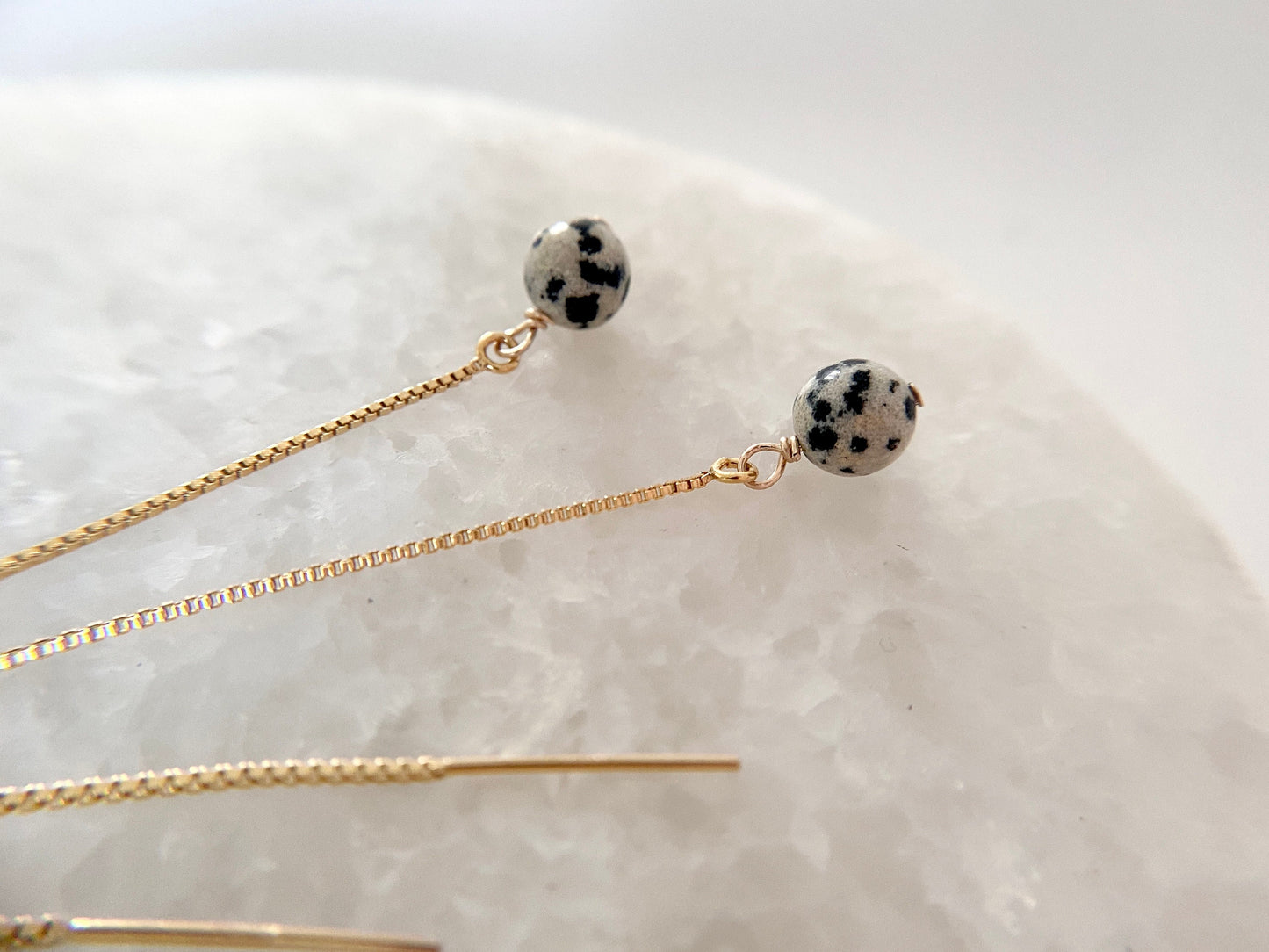 Gold Filled Dalmatian Jasper Threader Earrings