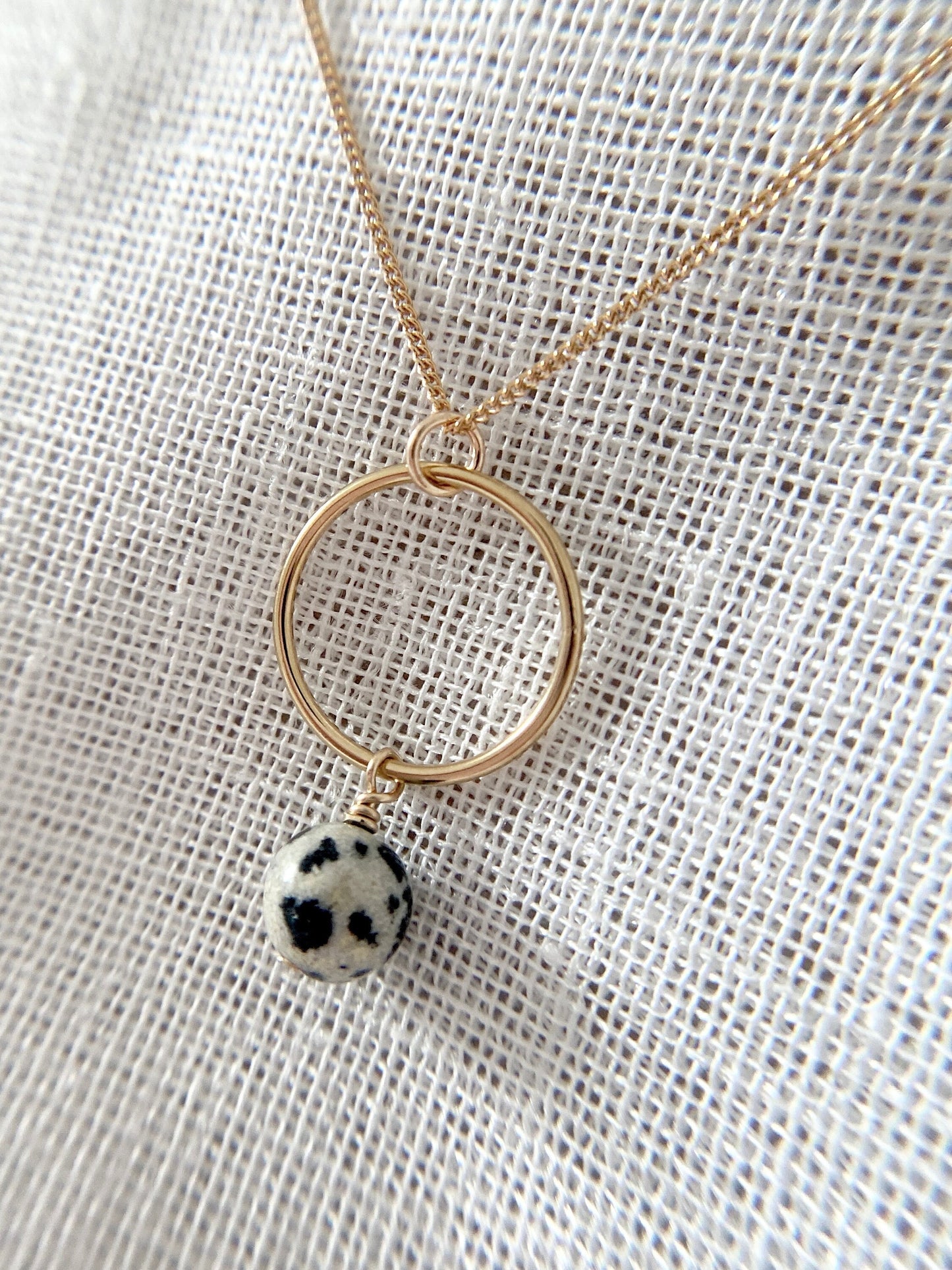 Gold Filled Dalmatian Jasper Circle Necklace
