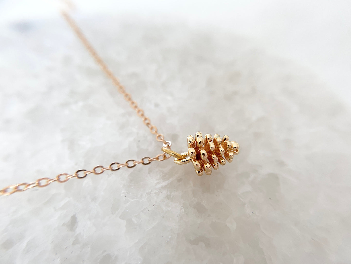 Gold Plated Pine Cone Pendant Necklace