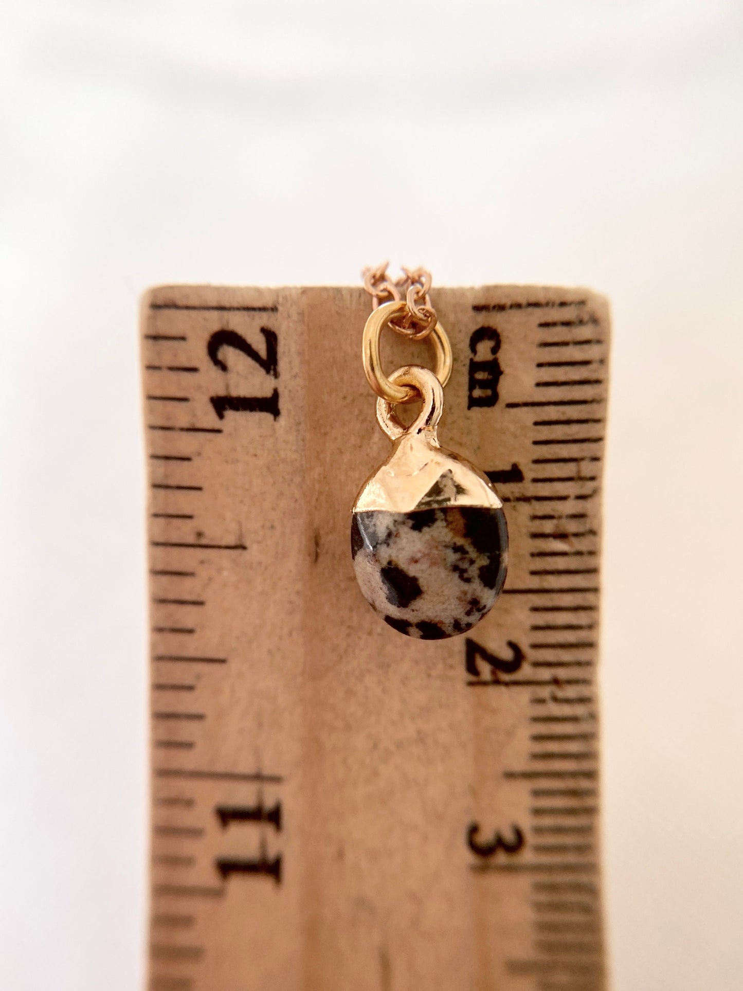 Gold Plated Dalmatian Jasper Oval Pendant Necklace