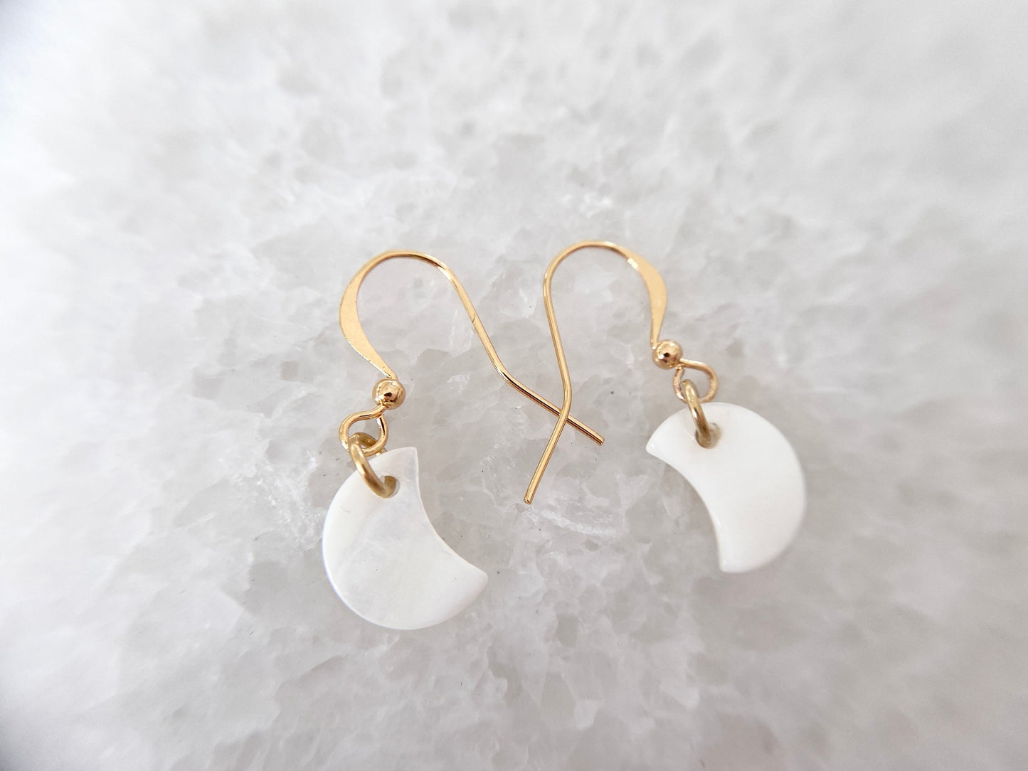 Gold Plated Mother of Pearl Moon Earrings