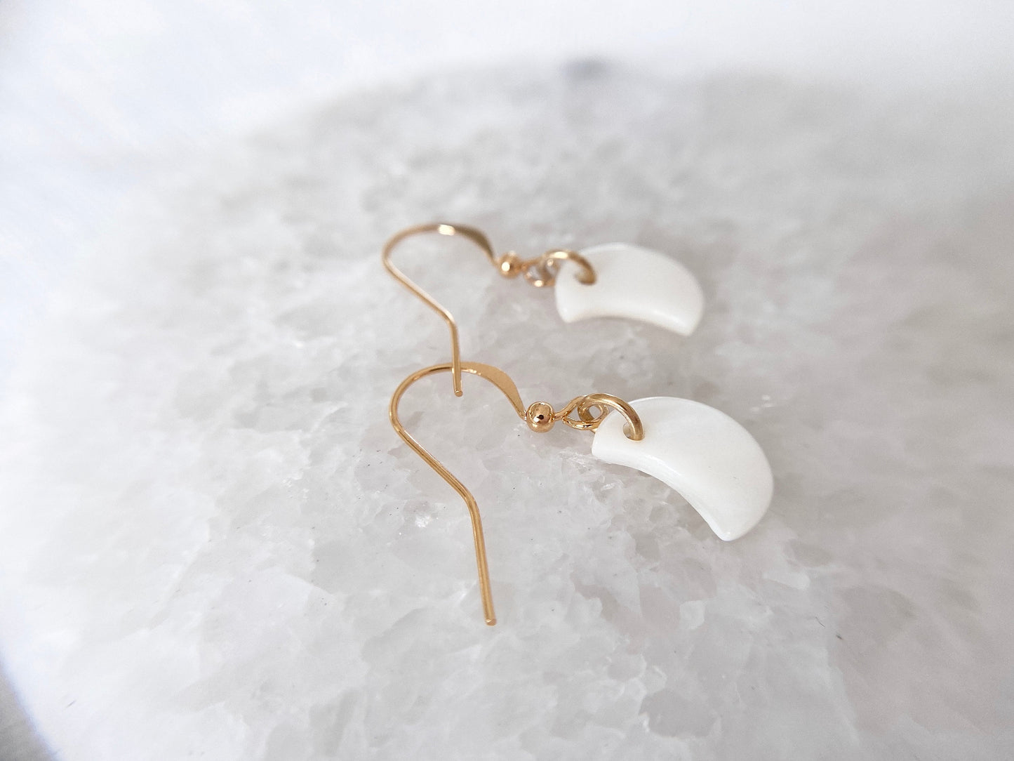 Gold Plated Mother of Pearl Moon Earrings