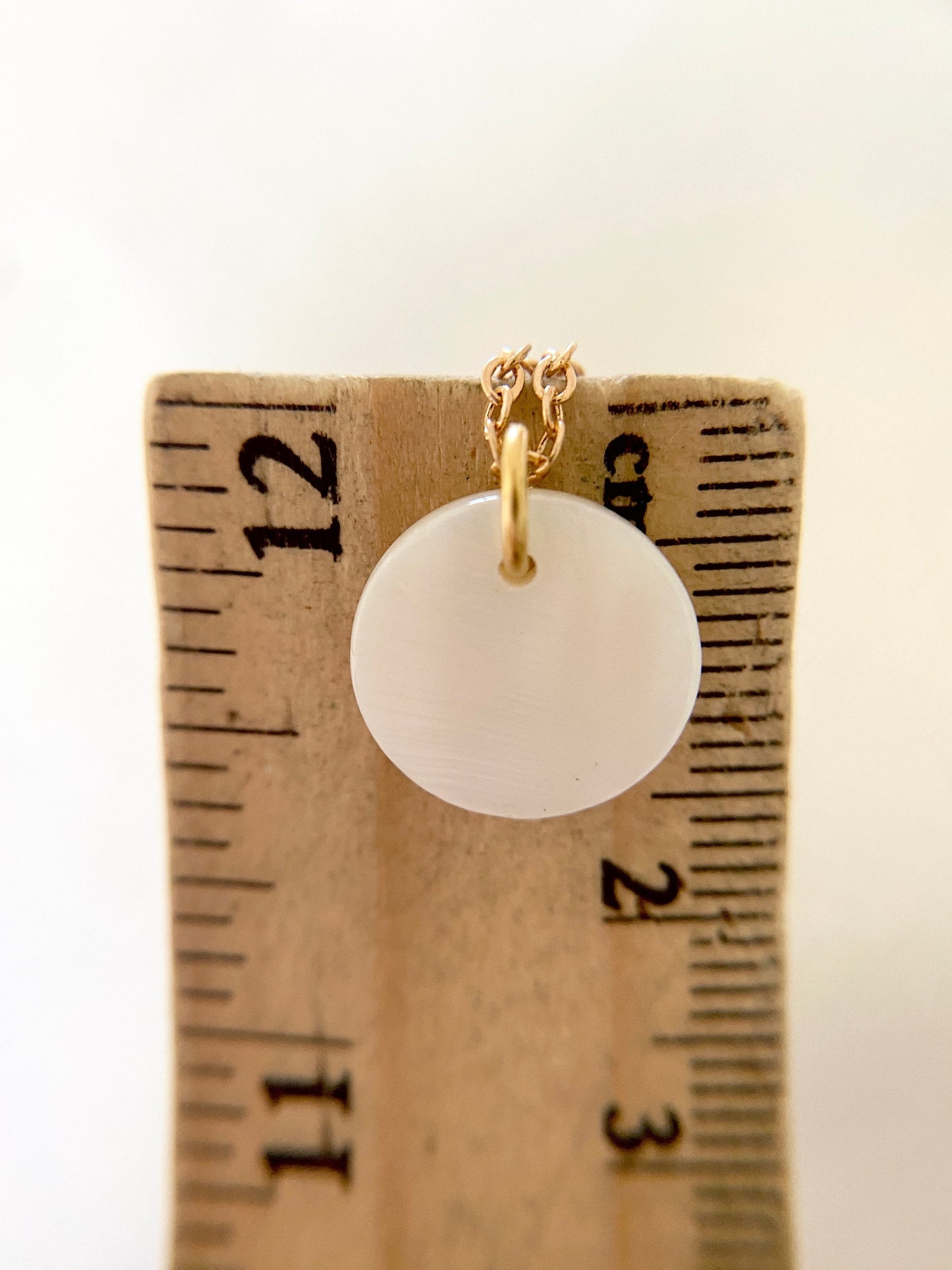 Gold Plated Mother of Pearl Disc Pendant Necklace