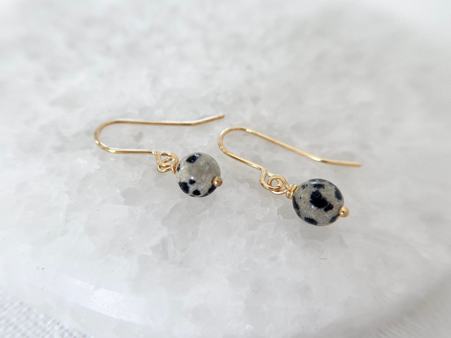Gold Plated Dalmatian Jasper Earrings