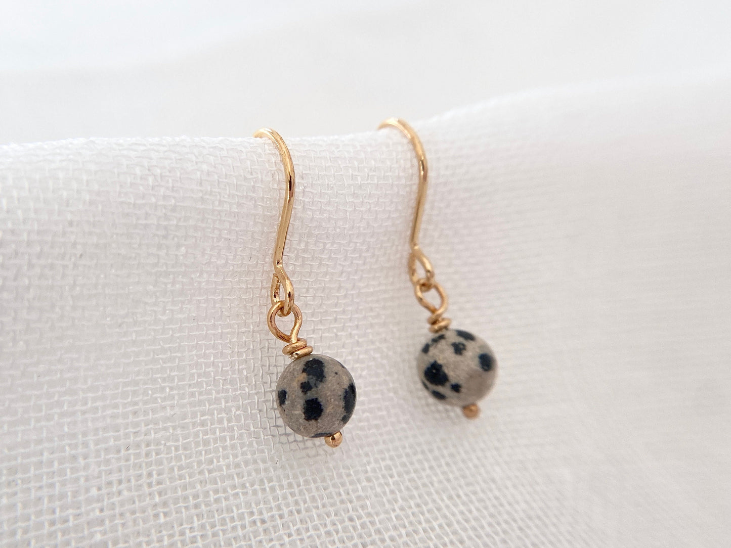 Gold Plated Dalmatian Jasper Earrings