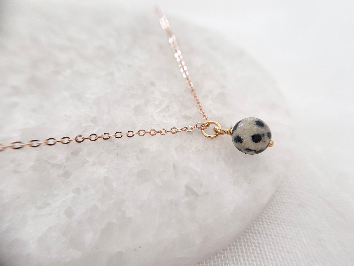 Gold Plated Dalmatian Jasper Pendant Necklace